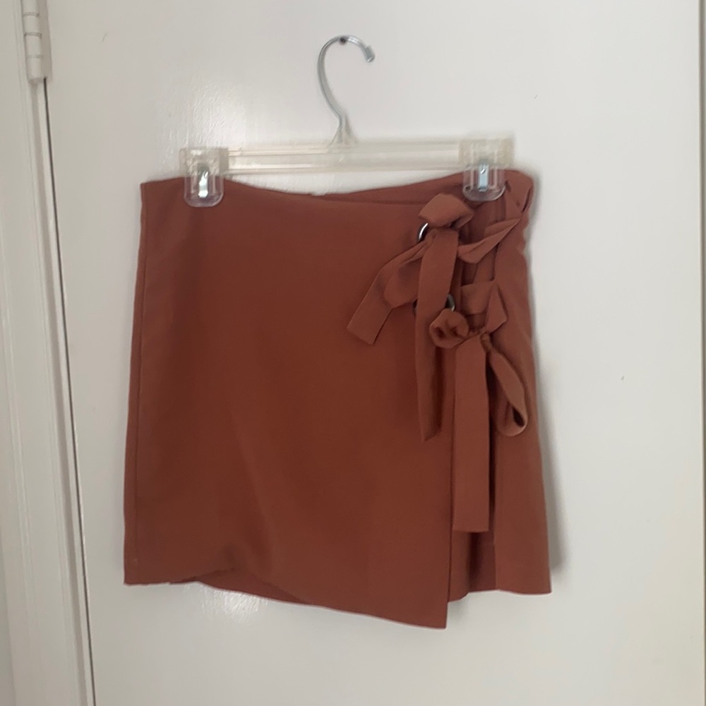 Orange metallic detail tie skirt